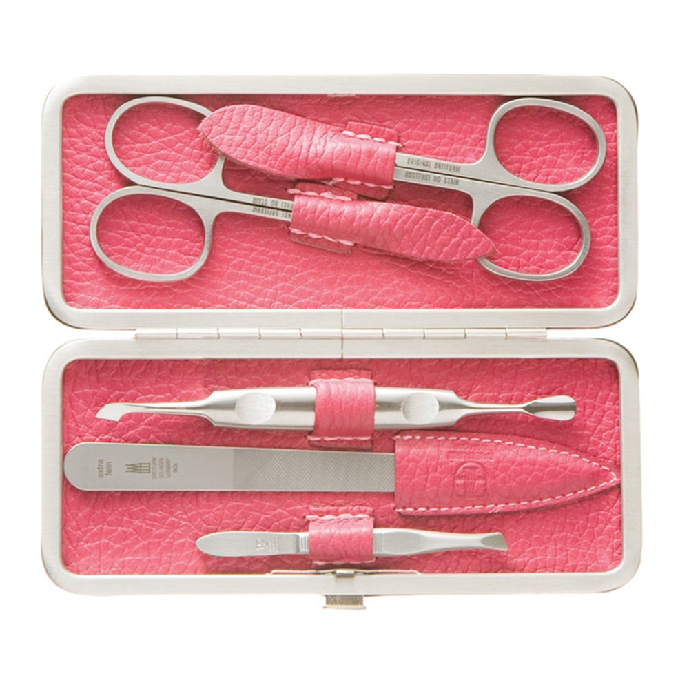 DREITURM 5-teiliges Maniküre-Etui – Qualität aus Solingen - Modell Sangria - dunkel pink