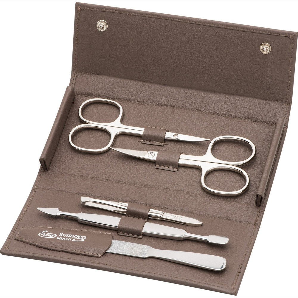Erbe Manicure Druckknopfetui Taupe 5-teilig