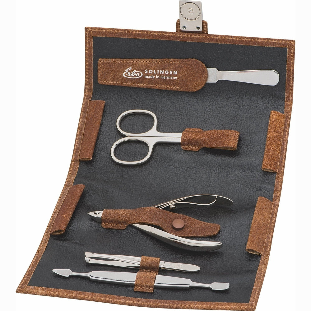 Erbe Maniküre Wickeletui inox Cognac