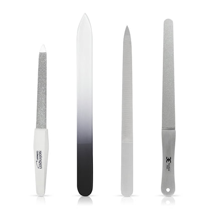 Nagelfeilen Set 4-teilig – Glasfeile, Saphirfeile, Diamantfeile & Edelstahlfeile