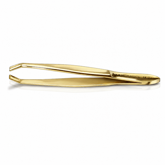 Ruck Premium Pinzette - vergoldet - abgewinkelte Form