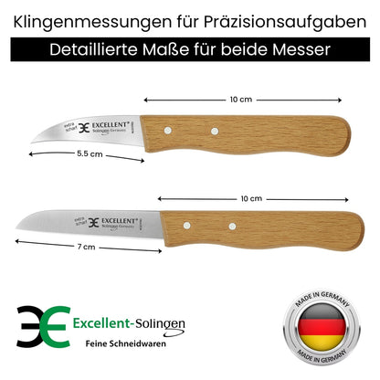 2-teiliges Gemüsemesser-Set aus Solingen – mit Echtholzgriff aus Buche
