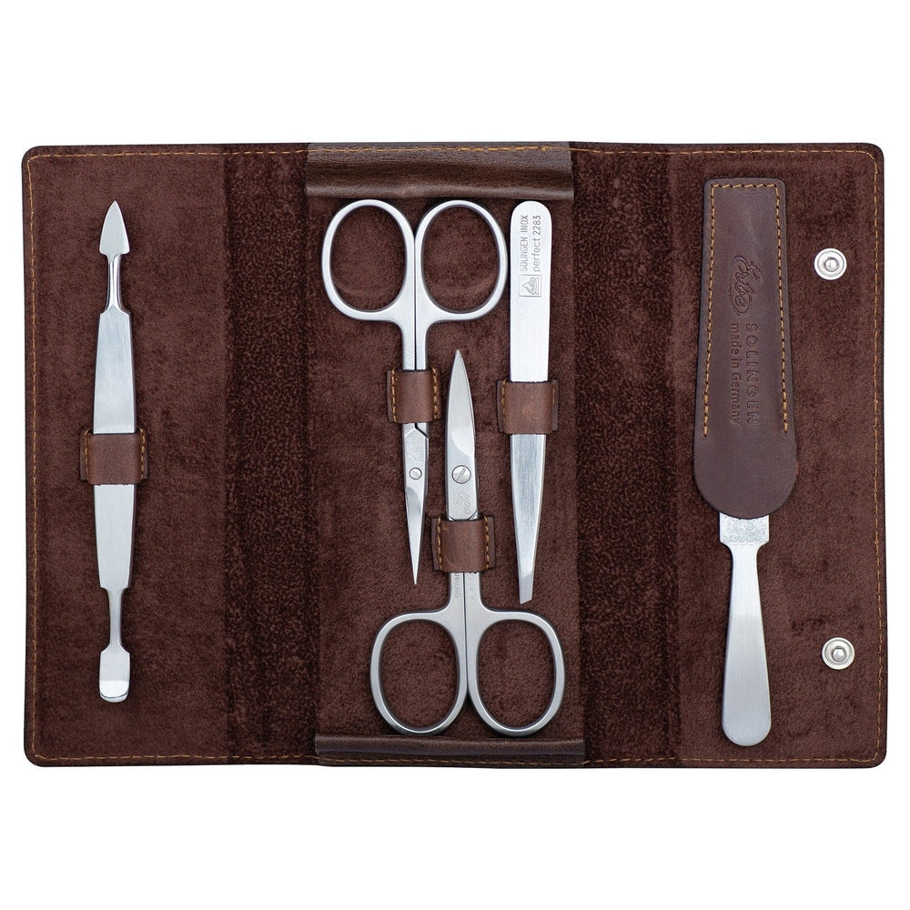 ERBE-MANICURE DK-ETUI INOX 5-TLG ANTIK BRAUN