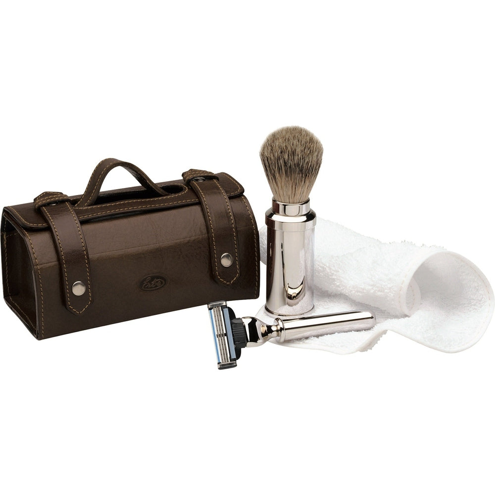 Erbe Herrenreiseset Leder Antik-Braun