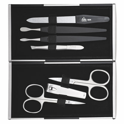 Erbe Magisches Manicure-Etui 7-teilig Schwarz Silbermatt