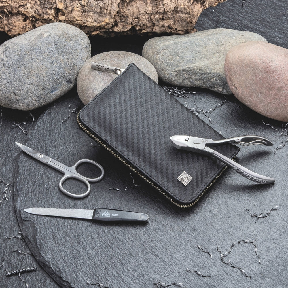 Erbe Manicure Etui Carbon 7-teilig inox