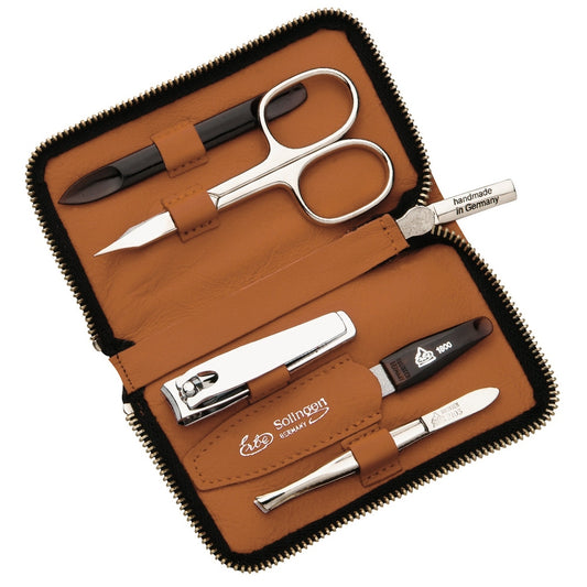 Erbe Manicure Reissverschlussetui Braun 5-teilig