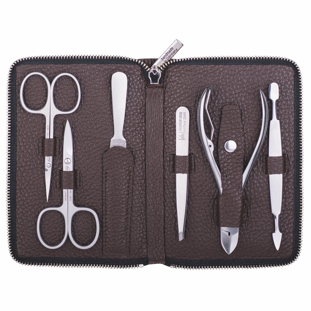 Erbe Manicure Reissverschlussetui Braun 6-teilig Piemont