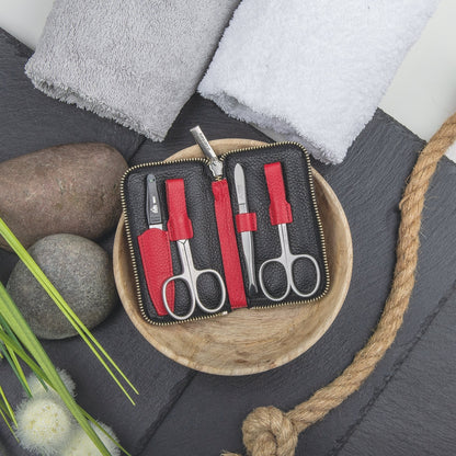 Erbe Manicure Reissverschlussetui inox Rot Schwarz Colorado 4-teilig