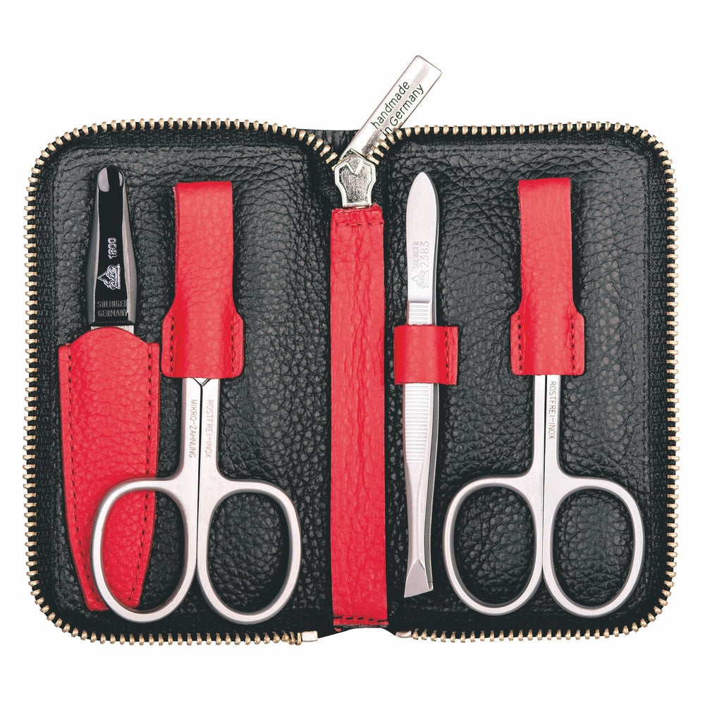 Erbe Manicure Reissverschlussetui inox Rot Schwarz Colorado 4-teilig