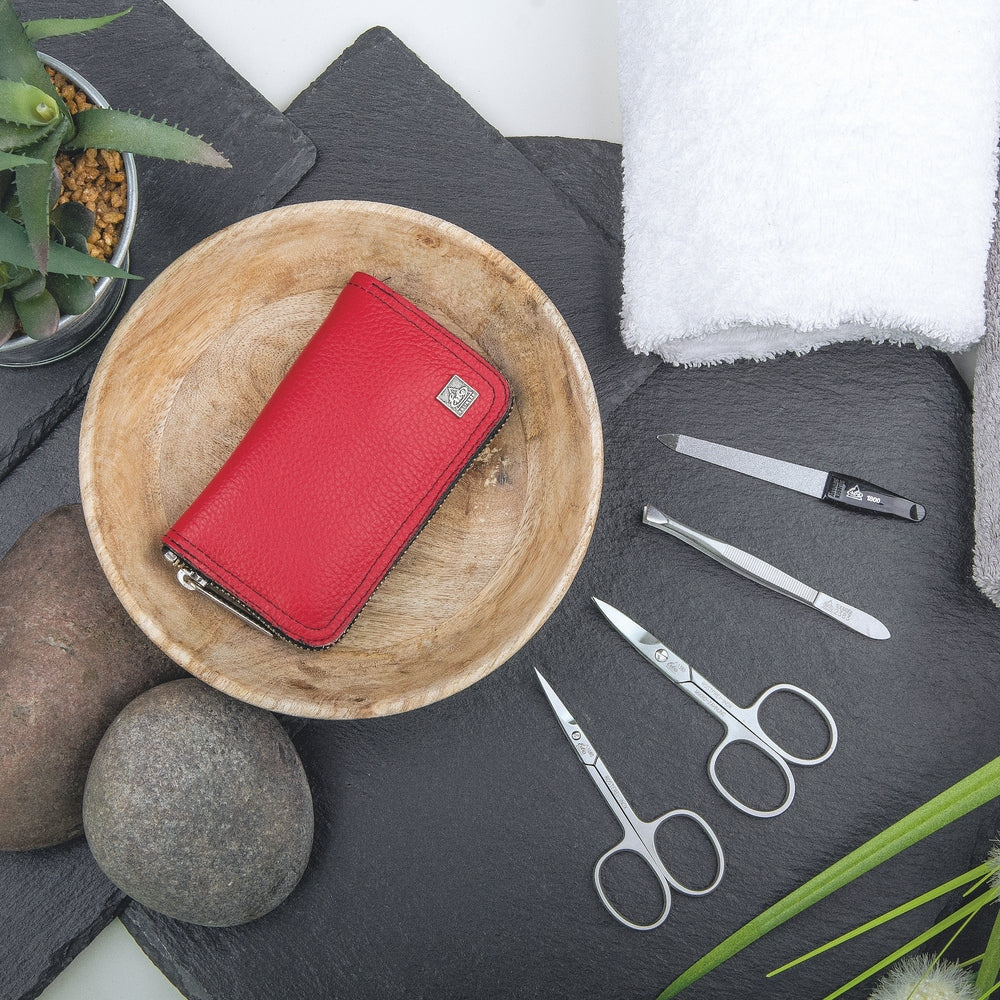 Erbe Manicure Reissverschlussetui inox Rot Schwarz Colorado 4-teilig