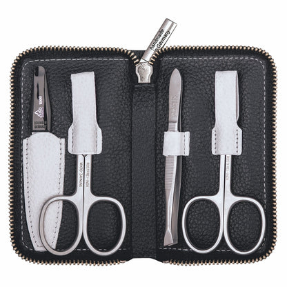Erbe Manicure Reissverschlussetui inox Schwarz Weiss 4-teilig