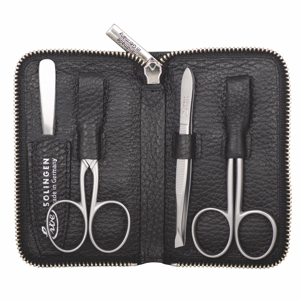 Erbe Manicure Reissverschlussetui inox Schwarz Piemont 4-teilig