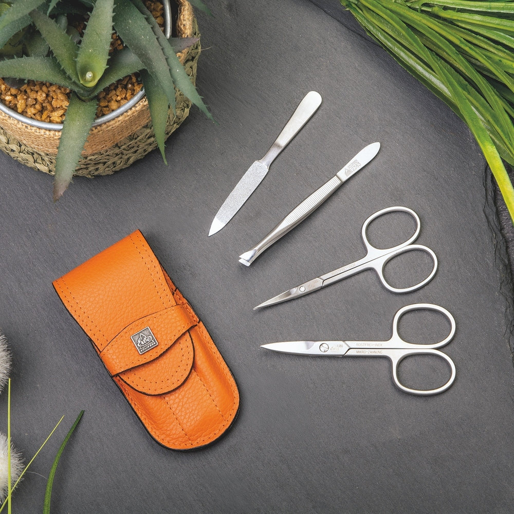 Erbe Manicure Stecketui inox Orange Nagel und Hautschere