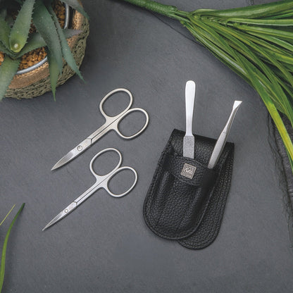 Erbe Manicure Stecketui inox Schwarz Nagel und Hautschere