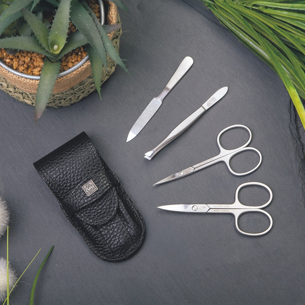 Erbe Manicure Stecketui inox Schwarz Nagel und Hautschere