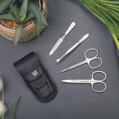 Erbe Manicure Stecketui inox Schwarz Nagel und Hautschere
