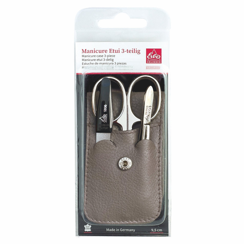 Erbe Manicure Taschenetui Taupe Blisterverpackung