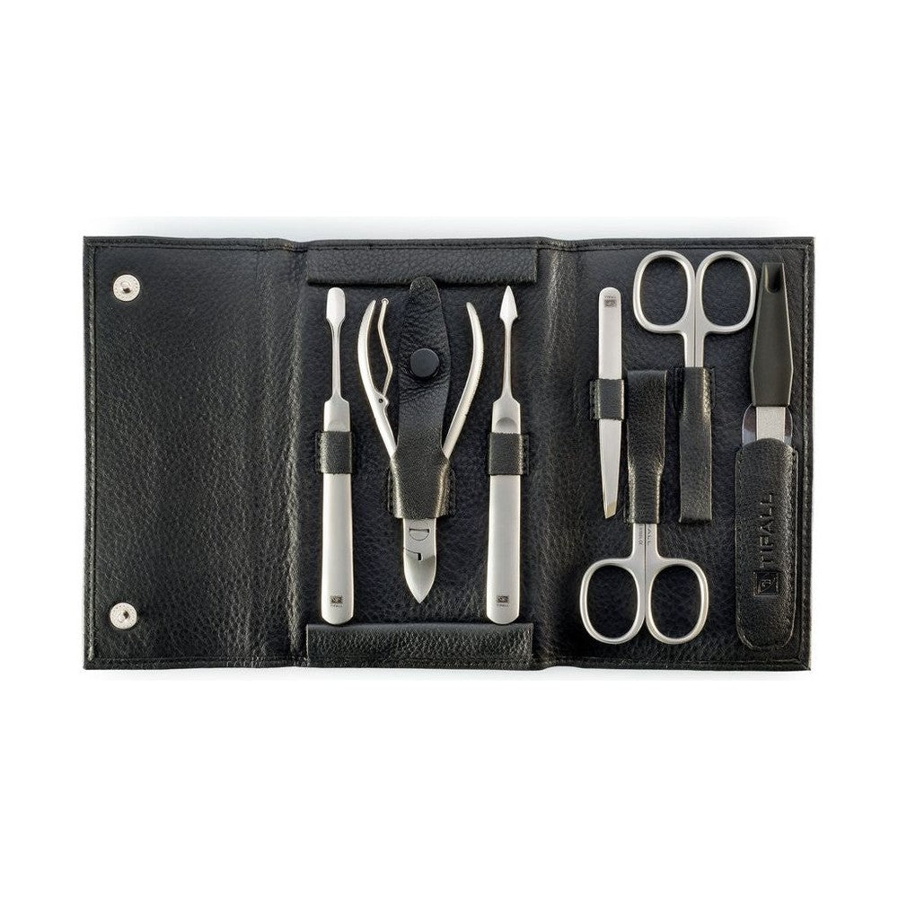Tifall® Nagelpflegeset im Maniküre-Etui aus feinstem Rindsleder, 7-teilig