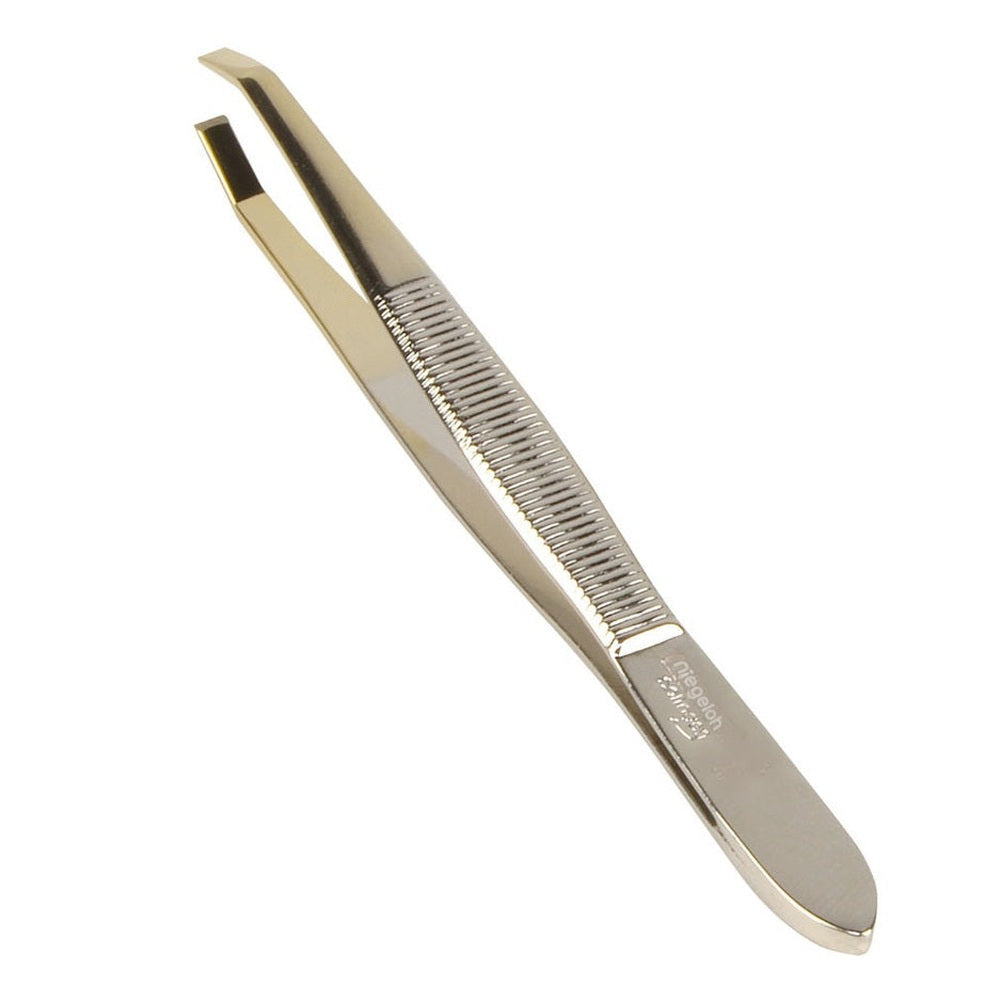 Pinzette, gebogen, teilvergoldet, 9 cm