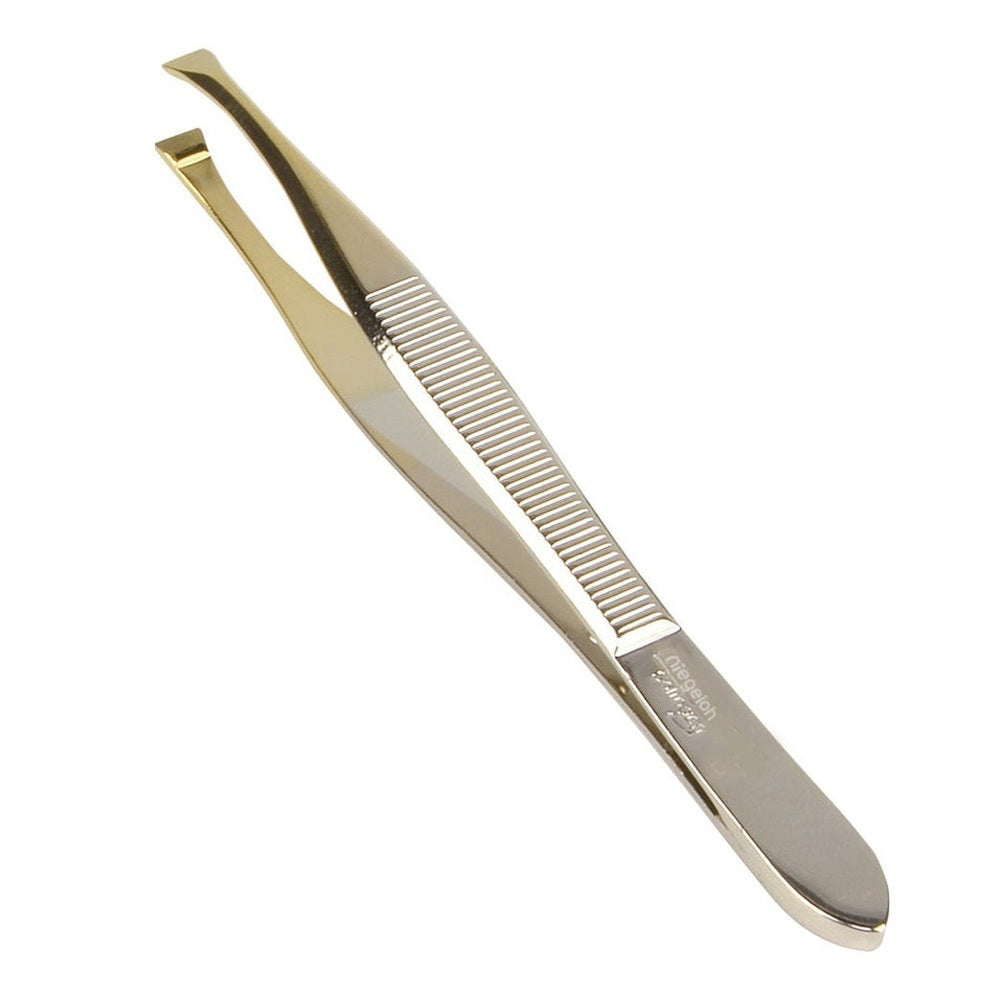 Pinzette, gerade, teilvergoldet, 9 cm