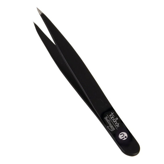 Pinzette, spitz, rostfrei, TopInox, schwarz, 9 cm