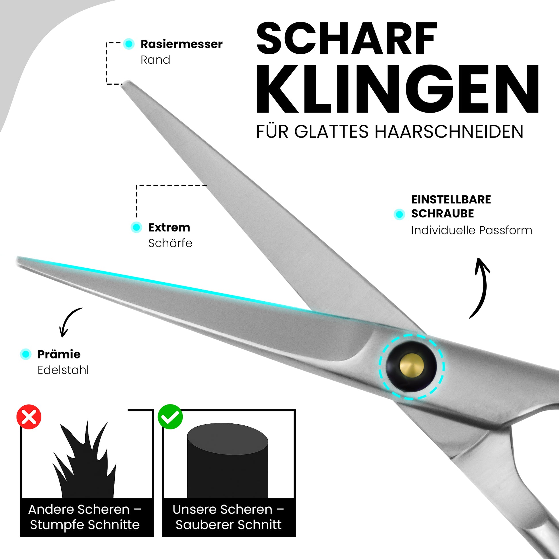 Profi Haarschere – Premium Friseurschere, ergonomischer Griff, Mikroverzahnung