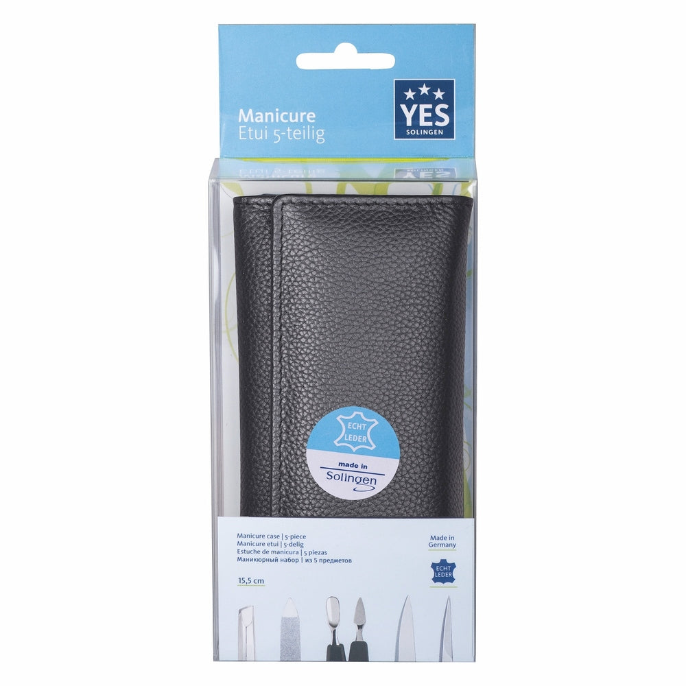 YES Solingen Manicure Druckknopf-Etui Schwarz 5-teilig