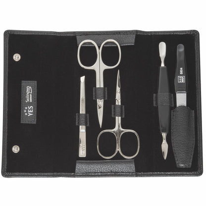 YES Solingen Manicure Druckknopf-Etui Schwarz 5-teilig