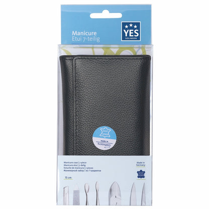 YES Solingen Manicure Druckknopf-Etui Schwarz 7-teilig